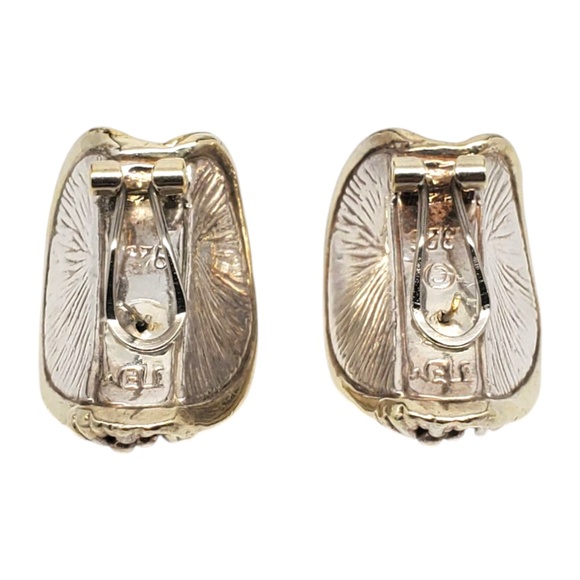 Jem Sterling Silver Gold Plated Accent Wide Floral Earrings #20797 - Picture 5 of 11